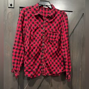 Maurices Red and Black Checkered Shirt